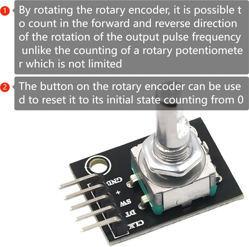 MTDELE 5Pcs 360 Degree Rotary Encoder Module Compatible with for Arduino Audio Electric Fan Light Control etc with Black Knobs Cap KY-040 - Image 3